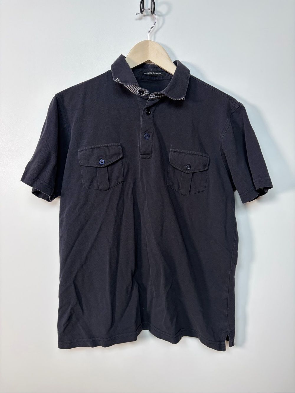 Men’s Hammer Made Cotton Double Pocket Polo Size Medium Navy Blue